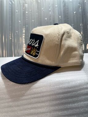 NWT Coors Banquet Corduroy Rope Hat Cream Navy Snapback Beer Logo Cap